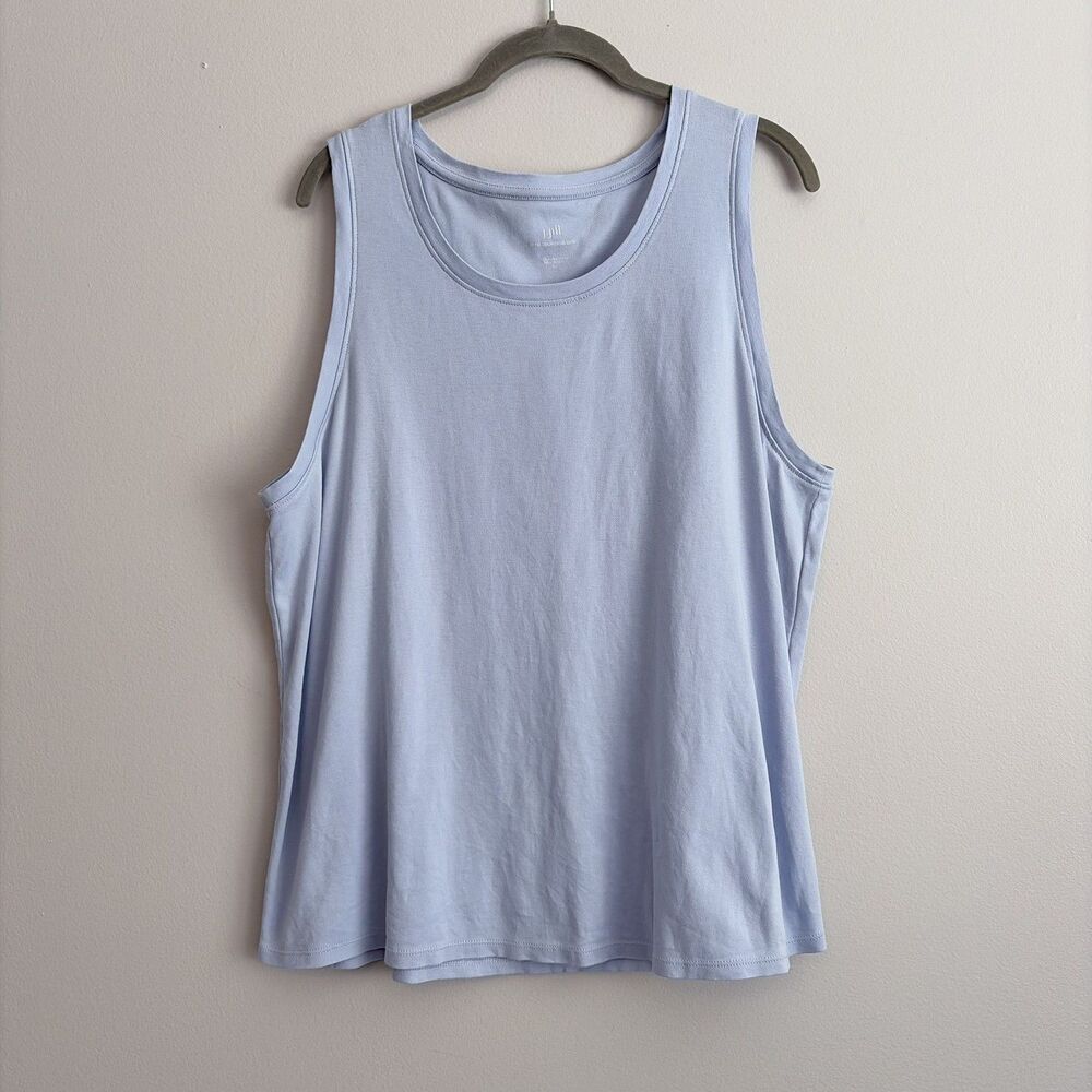 J Jill Pima Cotton Back Pleat Tank Size XL Light Blue Minimalist Basic Layering